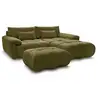 Image de Bobochic canapé d'angle fixe ivane tissu texturé avec pouf vert angle droit IVANE
