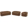 Image de Bobochic ensemble canapé droit fixe 3 + 2 places + fauteuil pivotant elina tissu bouclette marron ELINA