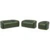 Image de Bobochic ensemble canapé droit fixe 3 + 2 places + fauteuil pivotant elina tissu bouclette vert ELINA