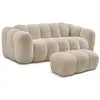 Image de Bobochic canapé droit fixe 3 places hippolyte avec pouf beige HIPPOLYTE