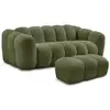 Image de Bobochic canapé droit fixe 3 places hippolyte avec pouf vert HIPPOLYTE