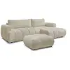 Image de Bobochic canapé d'angle convertible fuji tissu bouclette avec pouf beige angle droit FUJI