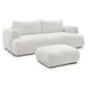 Image de Bobochic canapé droit convertible 3 places fuji tissu bouclette avec pouf blanc FUJI