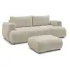 Image de Bobochic canapé droit convertible 3 places fuji tissu bouclette avec pouf beige FUJI