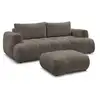 Image de Bobochic canapé droit convertible 3 places fuji tissu bouclette avec pouf marron FUJI