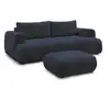 Image de Bobochic canapé droit convertible 3 places fuji tissu bouclette avec pouf bleu foncé FUJI
