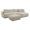 Image de Bobochic canapé d'angle l convertible fuji tissu bouclette avec pouf beige angle droit FUJI