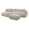 Image de Bobochic canapé d'angle l convertible fuji tissu bouclette avec pouf beige angle gauche FUJI