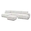 Image de Bobochic canapé panoramique convertible fuji tissu bouclette avec pouf blanc angle droit FUJI