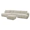 Image de Bobochic canapé panoramique convertible fuji tissu bouclette avec pouf beige angle droit FUJI