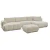 Image de Bobochic canapé panoramique convertible fuji tissu bouclette avec pouf beige angle gauche FUJI