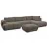 Image de Bobochic canapé panoramique convertible fuji tissu bouclette avec pouf marron angle gauche FUJI