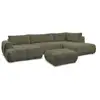Image de Bobochic canapé panoramique convertible fuji tissu bouclette avec pouf vert angle gauche FUJI
