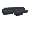 Image de Bobochic canapé panoramique convertible fuji tissu bouclette avec pouf bleu foncé angle gauche FUJI