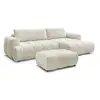 Image de Bobochic canapé d'angle convertible fuji tissu lisse avec pouf beige angle droit FUJI