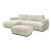 Image de Bobochic canapé d'angle convertible fuji tissu lisse avec pouf beige angle gauche FUJI