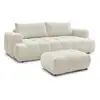 Image de Bobochic canapé droit convertible 3 places fuji tissu lisse avec pouf beige FUJI