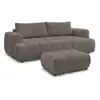 Image de Bobochic canapé droit convertible 3 places fuji tissu lisse avec pouf taupe FUJI