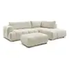 Image de Bobochic canapé d'angle l convertible fuji tissu lisse avec pouf beige angle droit FUJI