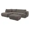 Image de Bobochic canapé d'angle l convertible fuji tissu lisse avec pouf taupe angle gauche FUJI