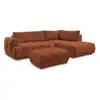 Image de Bobochic canapé d'angle l convertible fuji tissu lisse avec pouf orange angle droit FUJI