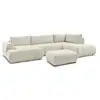 Image de Bobochic canapé panoramique convertible fuji tissu lisse avec pouf beige angle gauche FUJI
