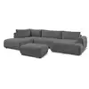 Image de Bobochic canapé panoramique convertible fuji tissu lisse avec pouf gris foncé angle droit FUJI