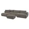 Image de Bobochic canapé panoramique convertible fuji tissu lisse avec pouf taupe angle droit FUJI