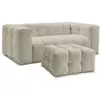 Image de Bobochic canapé droit convertible ouverture express 3 places cloud tissu bouclette avec pouf beige CLOUD