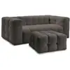 Image de Bobochic canapé droit convertible ouverture express 3 places cloud tissu bouclette avec pouf marron CLOUD
