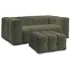 Image de Bobochic canapé droit convertible ouverture express 3 places cloud tissu bouclette avec pouf vert CLOUD