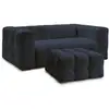 Image de Bobochic canapé droit convertible ouverture express 3 places cloud tissu bouclette avec pouf bleu foncé CLOUD