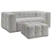 Image de Bobochic canapé droit convertible ouverture express 3 places cloud tissu bouclette avec pouf gris clair CLOUD