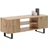 Image de Meuble Tv Kobi Focus Herringbone 135cm Beige Avec Armoires Verrouillables