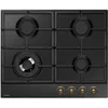 Image de Table De Cuisson A Gaz - 4 Foyers - 9,9 X 59 X 52 - Pga6101apcb Retro - Noir