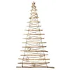 Image de BOGATECO Sapin de Noël fait main de 195 cm de haut avec décorations lumières LED Panneaux en bois reliés par une corde de jute