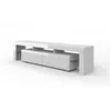 Image de Meubles TV - Meuble TV 190 avec 2 portes + 5 niches en bois avec LED - Blanc - L 190 x P 35 x H 45 cm