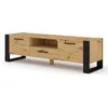 Image de Meuble TV Stand Hi-Fi Nuka 160 cm chêne artisan jambes noires et poignées