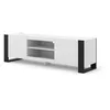 Image de Meuble TV bas Mondi 158 cm Hi-Fi Commode avec pieds noirs Blanc Mat