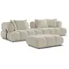 Image de Bobochic canapé droit fixe 4 places alya tissu bouclette avec pouf beige ALYA