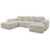 Image de Bobochic canapé panoramique convertible coffre montaigne tissu bouclette beige angle droit MONTAIGNE