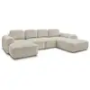 Image de Bobochic canapé panoramique convertible coffre montaigne tissu bouclette beige angle gauche MONTAIGNE