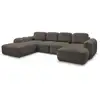 Image de Bobochic canapé panoramique convertible coffre montaigne tissu bouclette marron angle droit MONTAIGNE