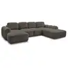 Image de Bobochic canapé panoramique convertible coffre montaigne tissu bouclette marron angle gauche MONTAIGNE