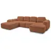 Image de Bobochic canapé panoramique convertible coffre montaigne tissu bouclette orange angle droit MONTAIGNE