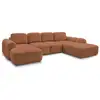 Image de Bobochic canapé panoramique convertible coffre montaigne tissu bouclette orange angle gauche MONTAIGNE
