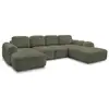 Image de Bobochic canapé panoramique convertible coffre montaigne tissu bouclette vert angle gauche MONTAIGNE