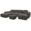 Image de Bobochic canapé panoramique convertible coffre montaigne tissu bouclette avec pouf marron angle droit MONTAIGNE