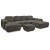 Image de Bobochic canapé panoramique convertible coffre montaigne tissu bouclette avec pouf marron angle gauche MONTAIGNE