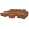 Image de Bobochic canapé panoramique convertible coffre montaigne tissu bouclette avec pouf orange angle droit MONTAIGNE